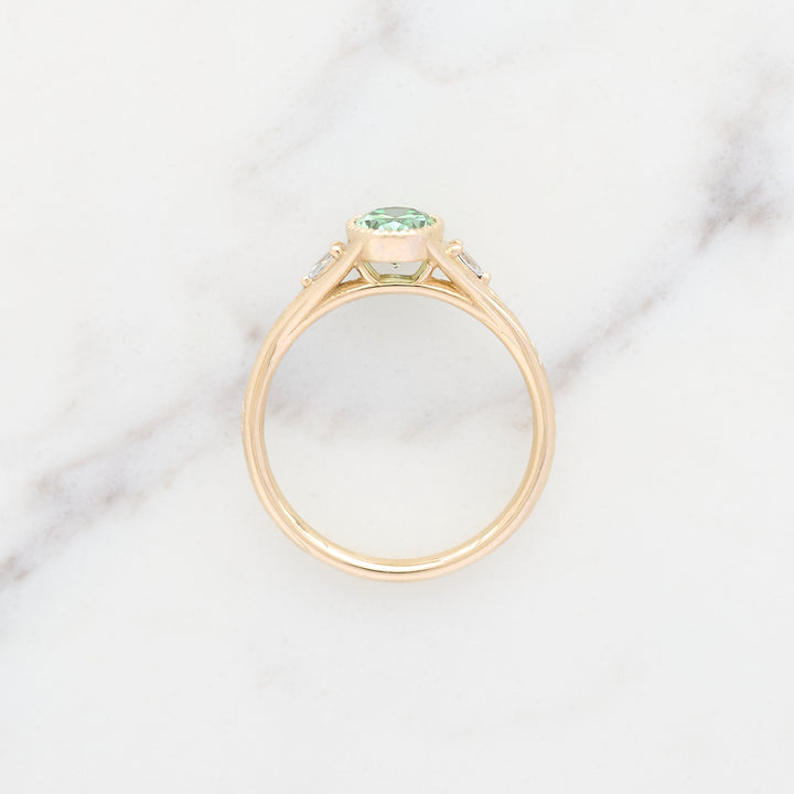 Green Diamond in an Engraved Band