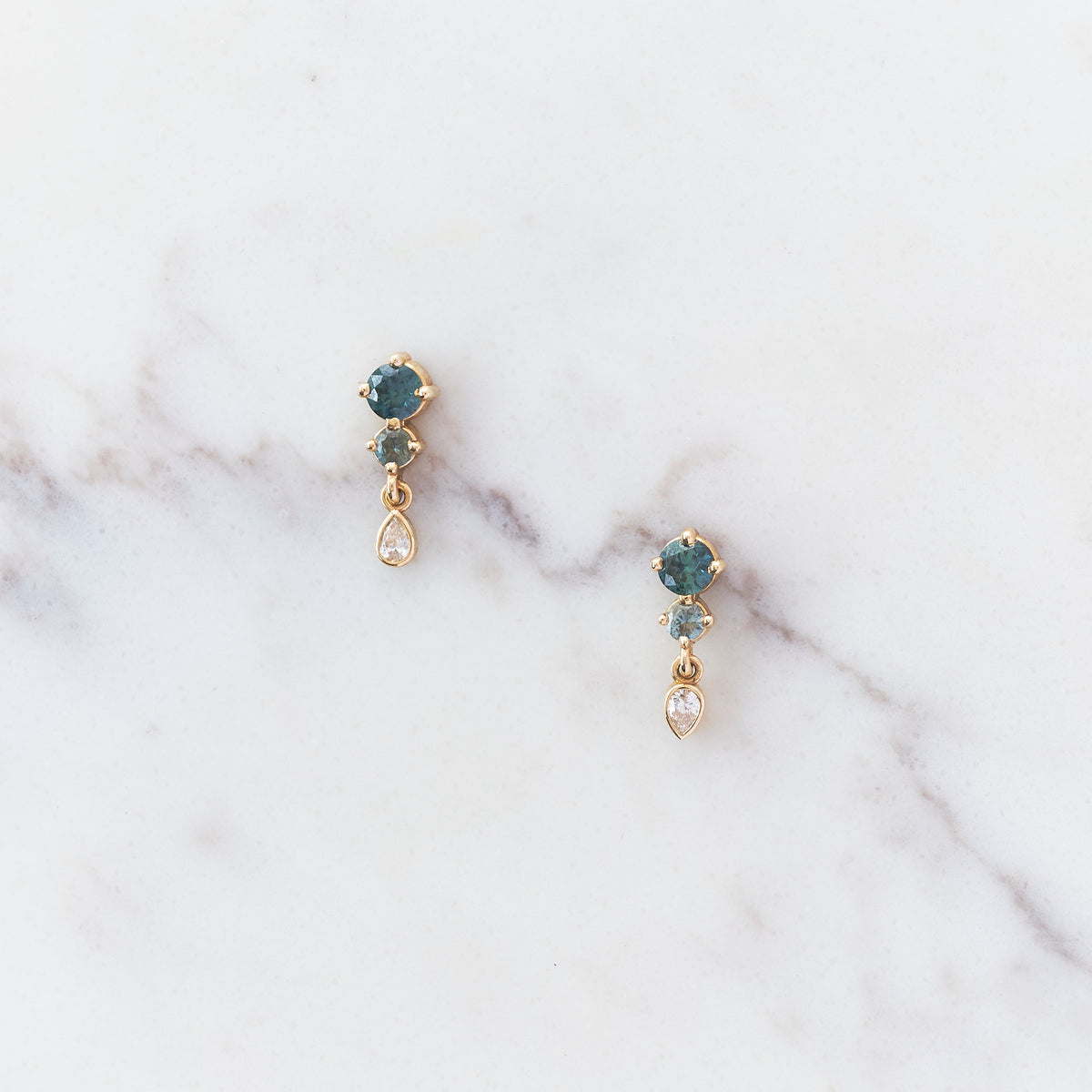 Green Sapphire & Lab Diamond Waterlily Earrings