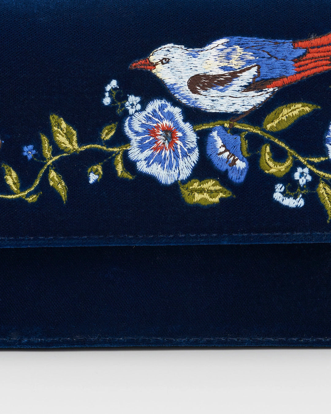 Sophia Nightingale Embroidered Clutch in Sapphire Velvet