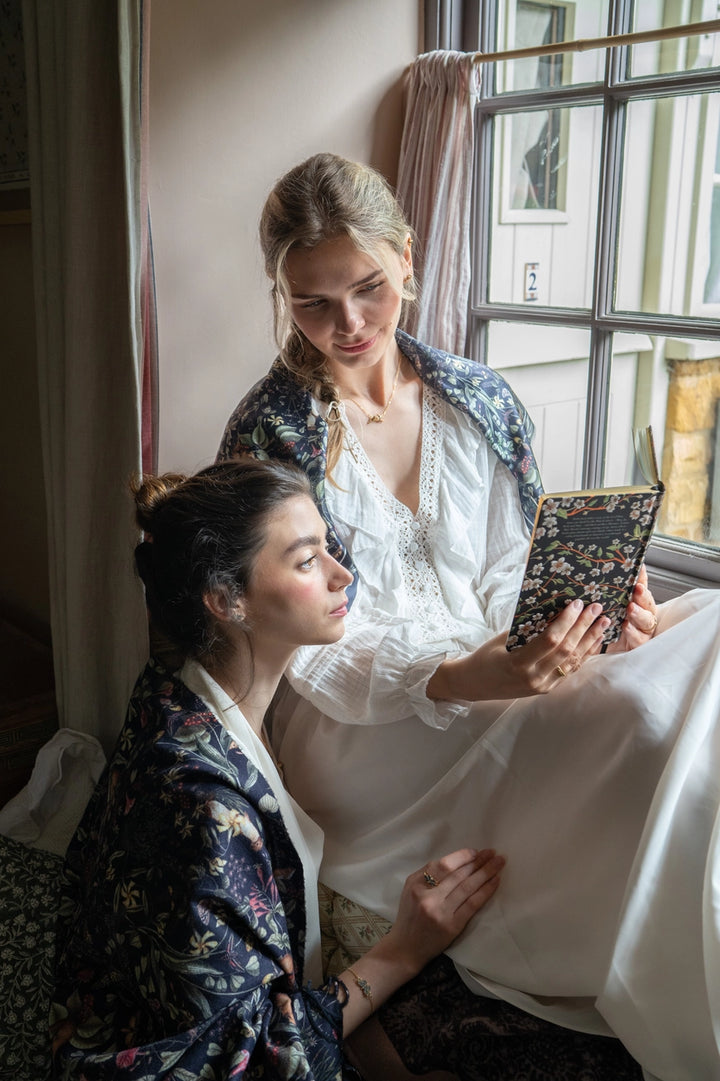 Fable Wolf Garden Navy Square Scarf