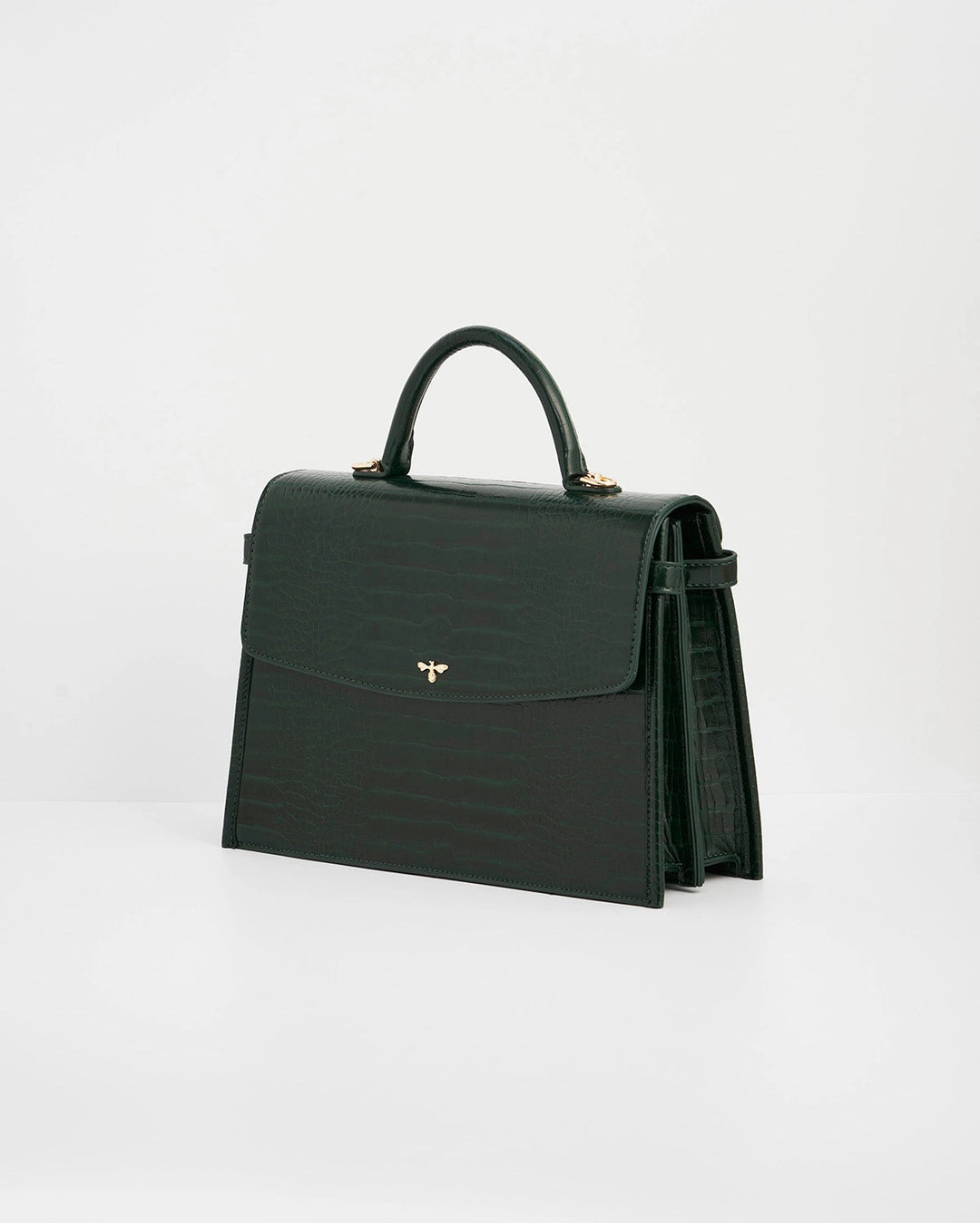Eliza Top Handle Tote in Forest Green Croc