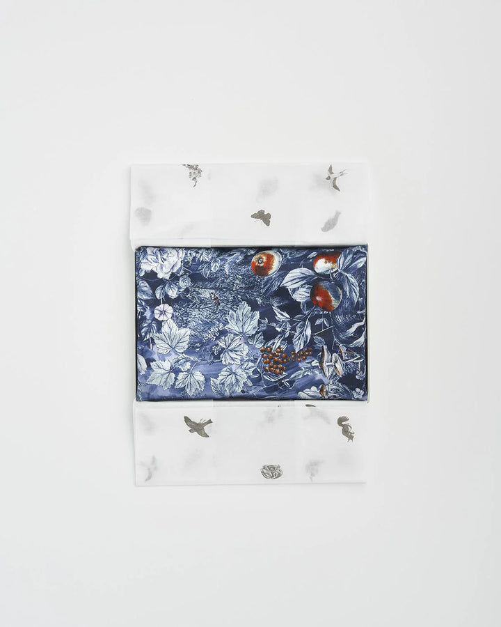 Nocturnal Garden Silk Pillowcase in Midnight Blue