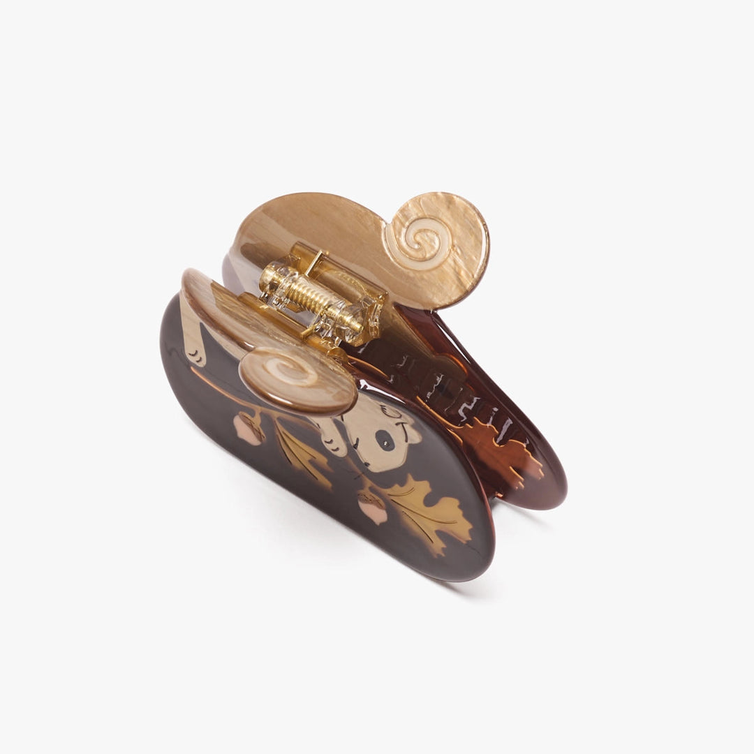 Oak Acorn Squirrel Hair Claw Clip