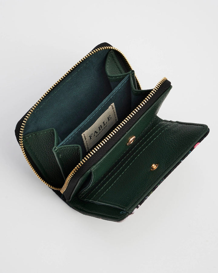 Niva Print Small Wallet in Green