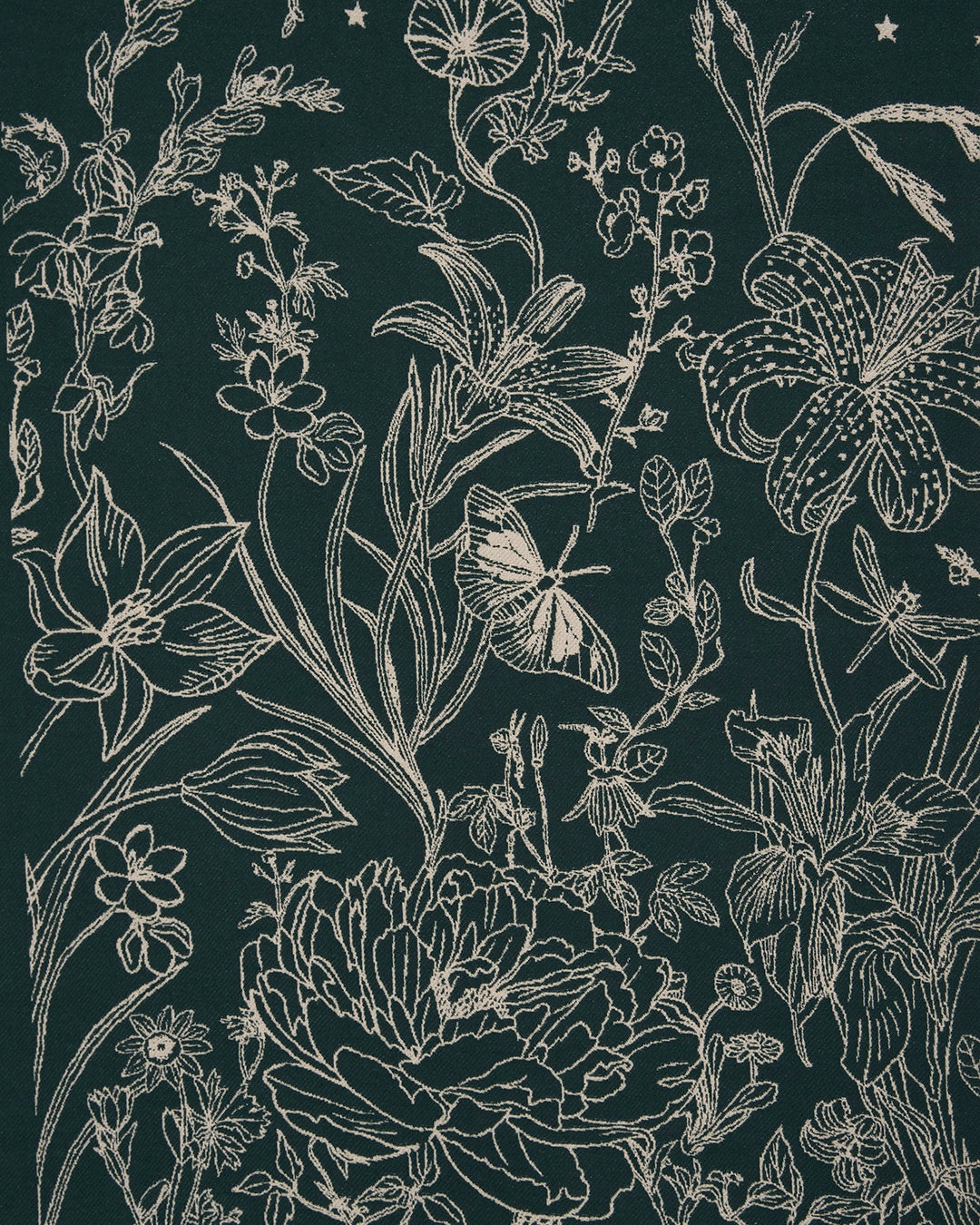 Midnight Garden Long Jacquard Scarf in Green