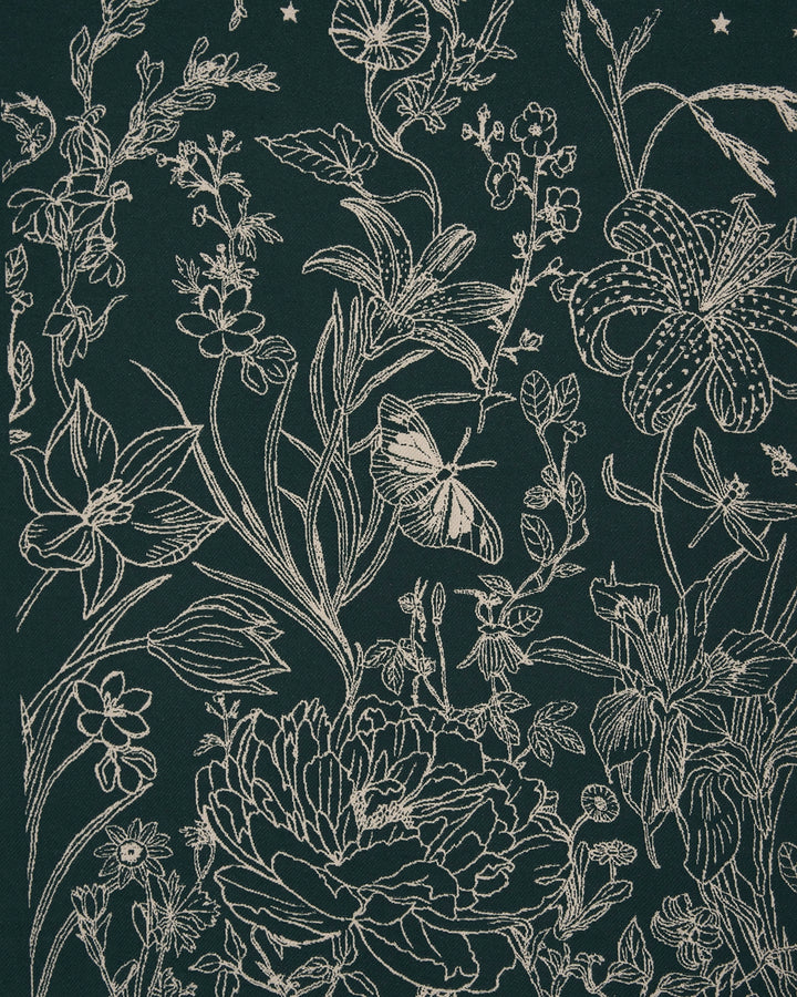 Midnight Garden Long Jacquard Scarf in Green
