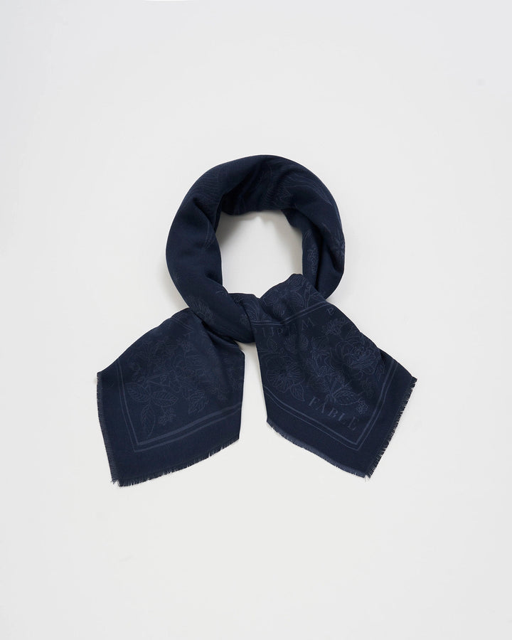 Selene Large Square Jacquard Scarf in Navy
