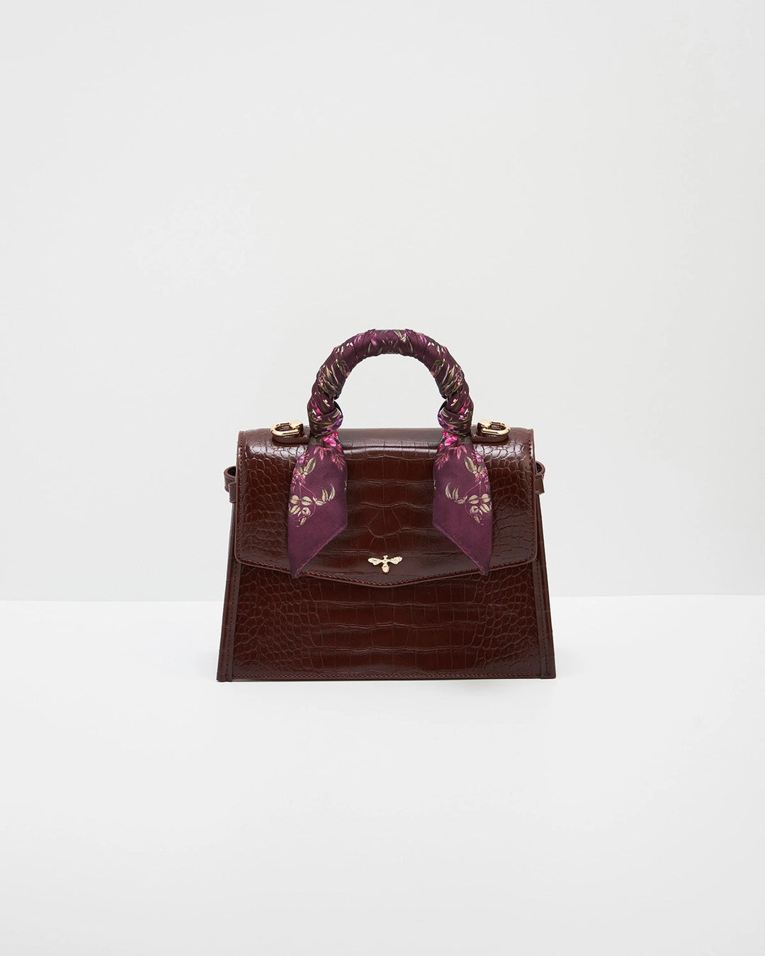 Eliza Small Top Handle Tote in Burgundy Croc