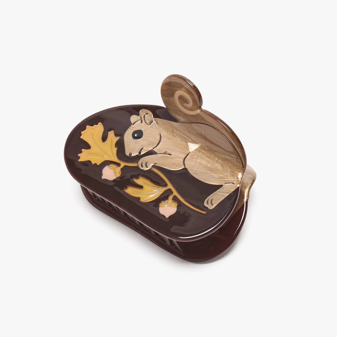 Oak Acorn Squirrel Hair Claw Clip