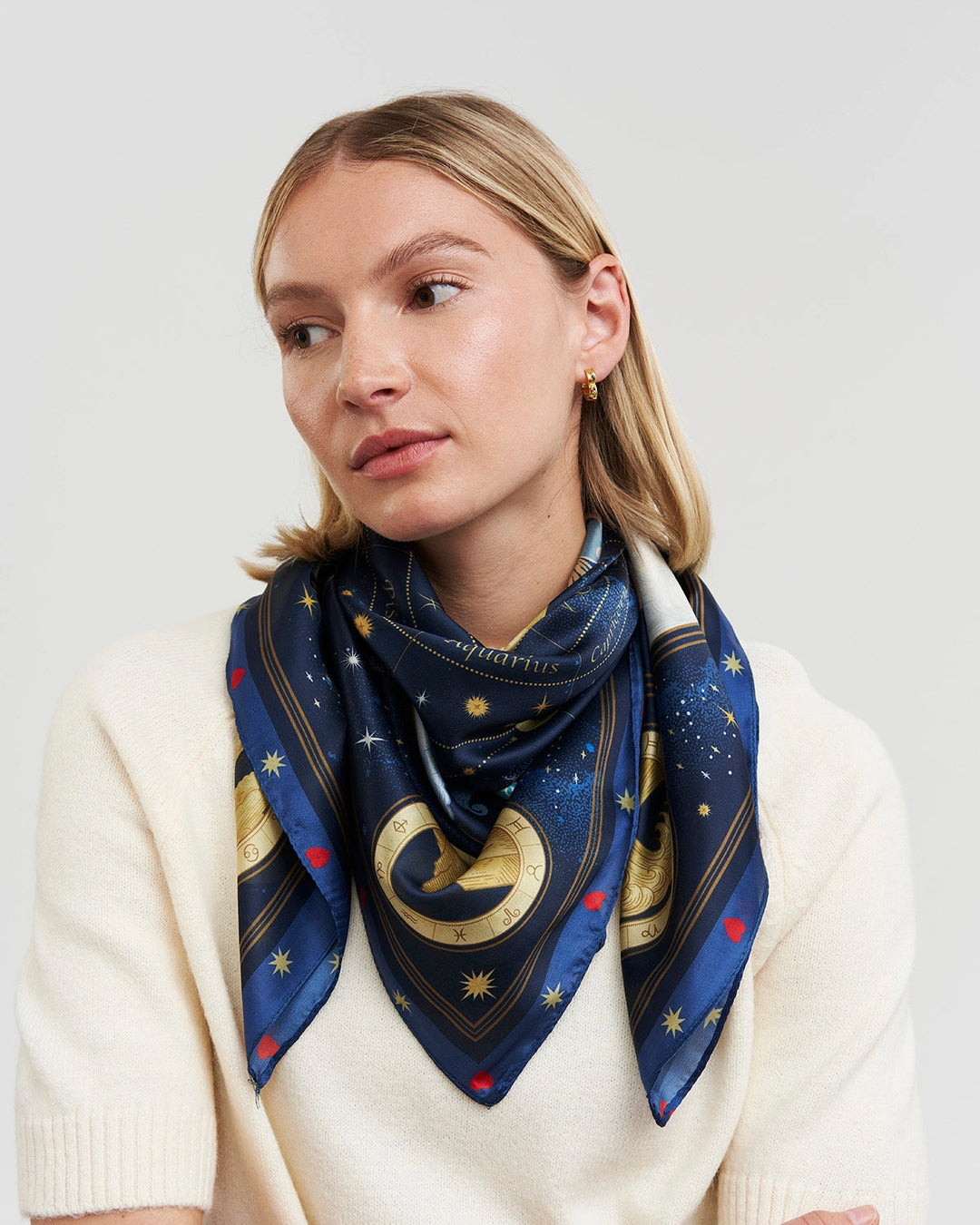 Zodiac Square Scarf in Navy