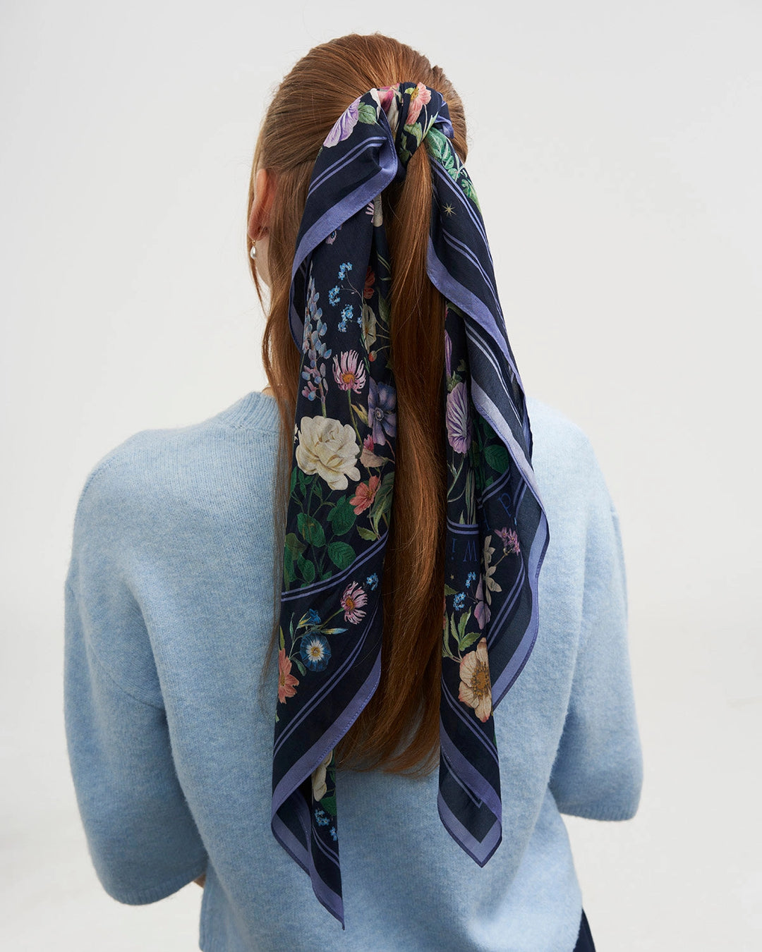 Selene Narrative Medium Square Scarf in Navy