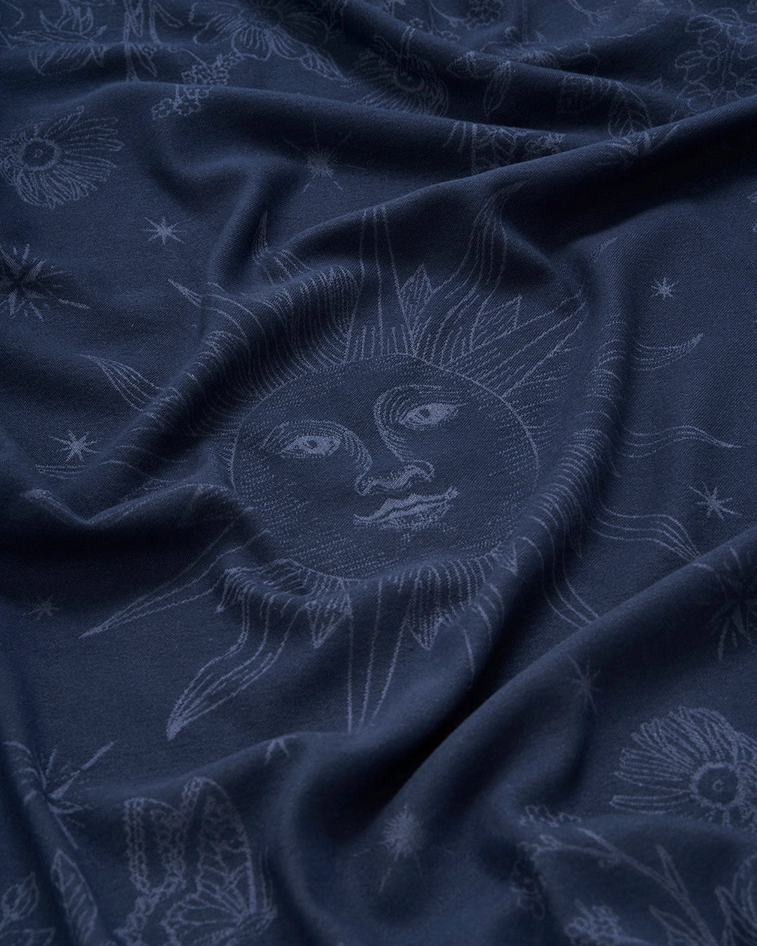 Selene Large Square Jacquard Scarf in Navy