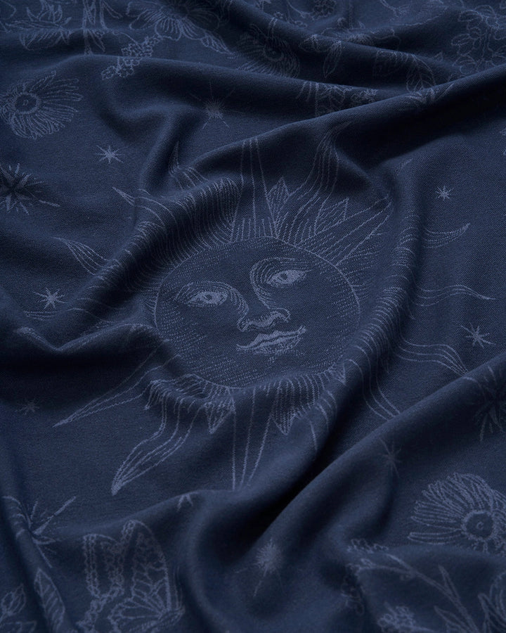 Selene Large Square Jacquard Scarf in Navy