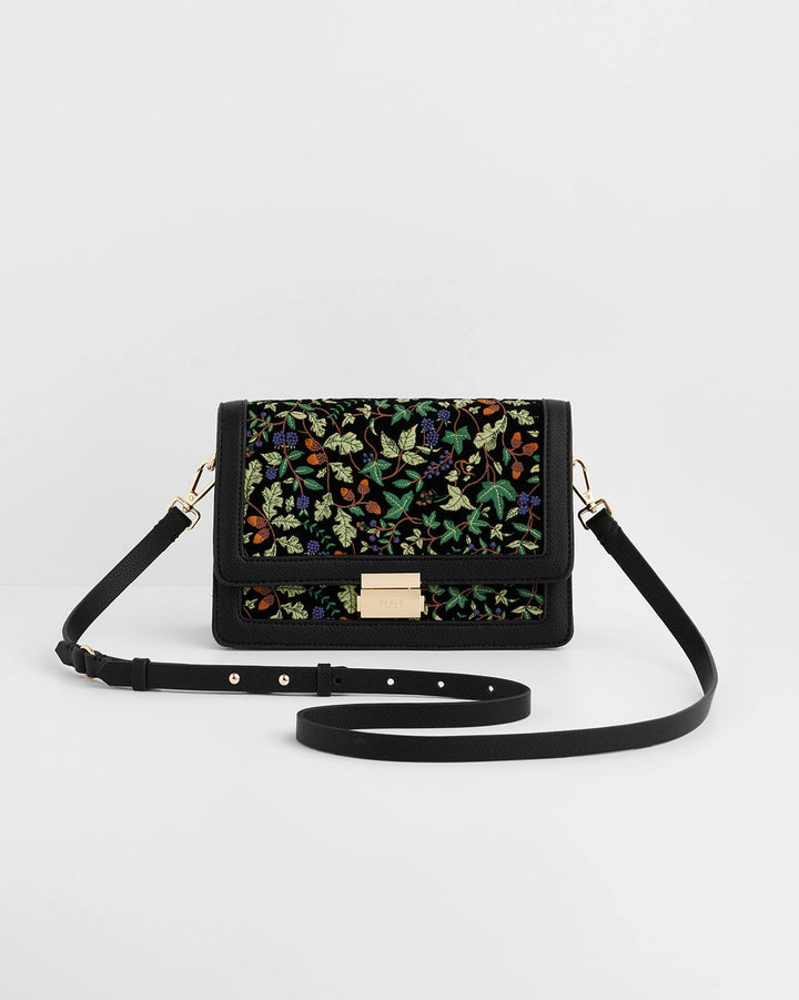 Fable Cathy Black Embroidered Fold Over Bag