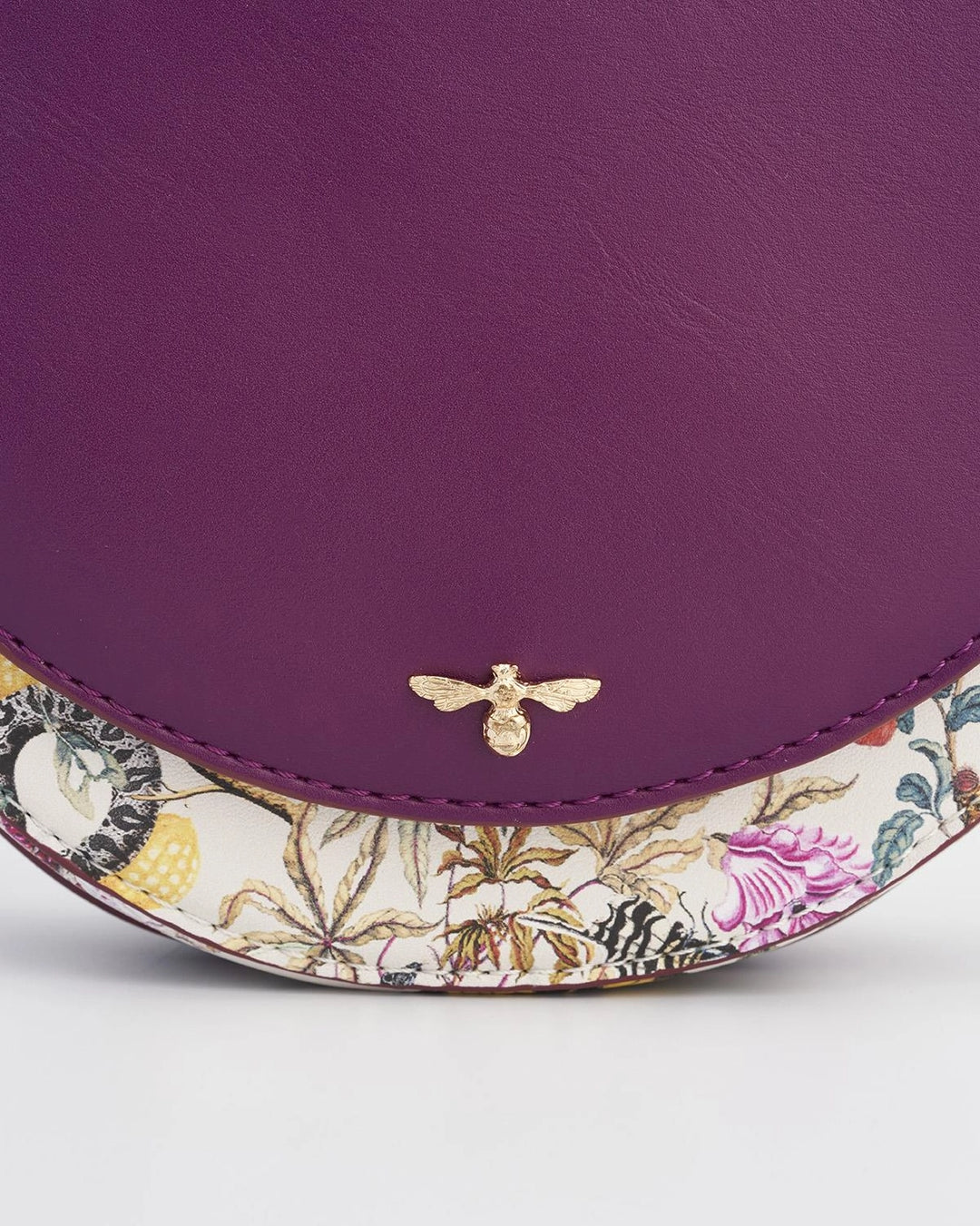 Fable Floral Engravings Plum Saddle Purse