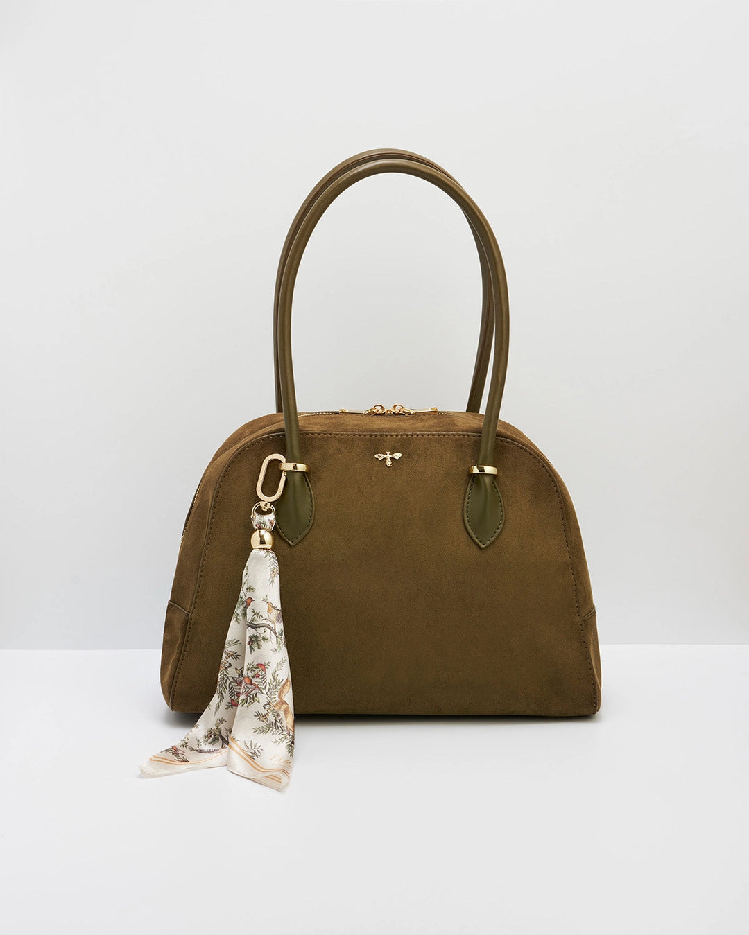 Amelia Shoulder Bag in Khaki Suedette