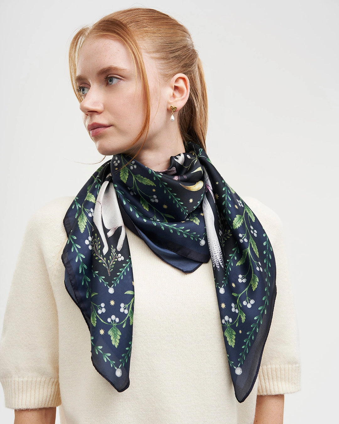 Niva Narrative Medium Square Scarf in Navy