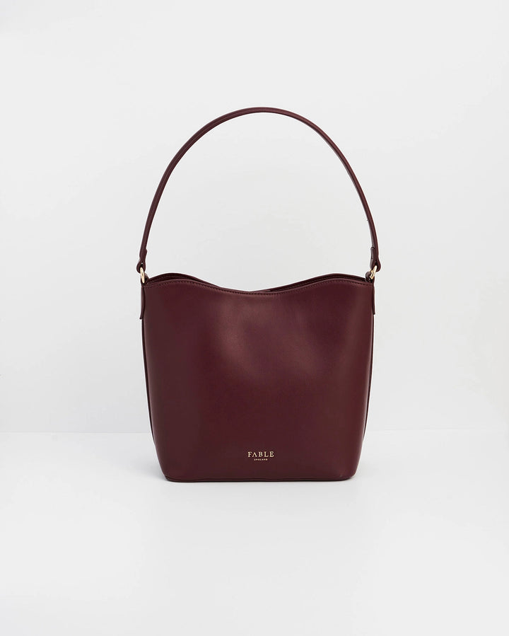 Floral Applique Margot Bucket Purse in Burgundy
