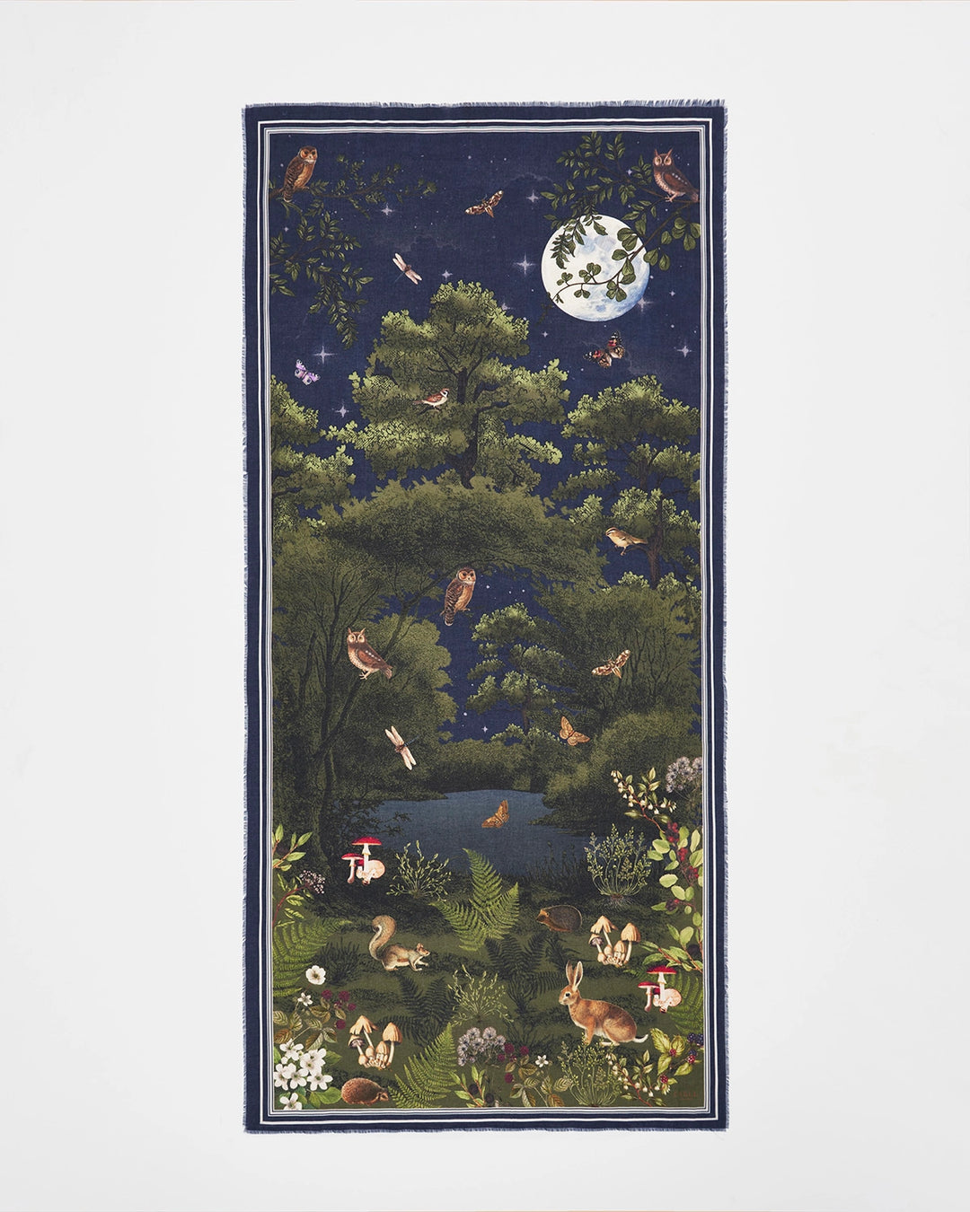 Woodland Meadow Large Scarf in Navy