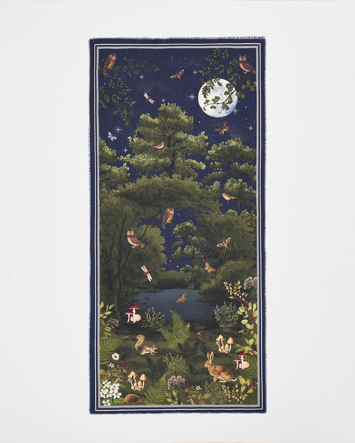 Woodland Meadow Large Scarf in Navy