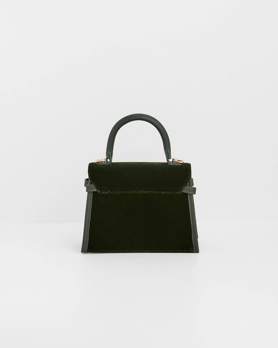 Eliza Wren Embroidered Top Handle Purse in Green Velvet