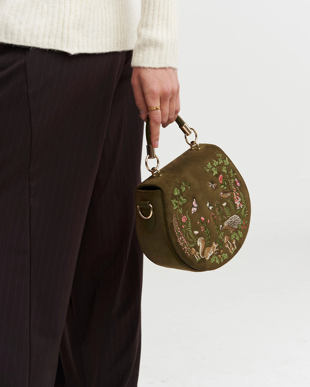 Charlotte Meadow Scene Embroidered Saddle Bag