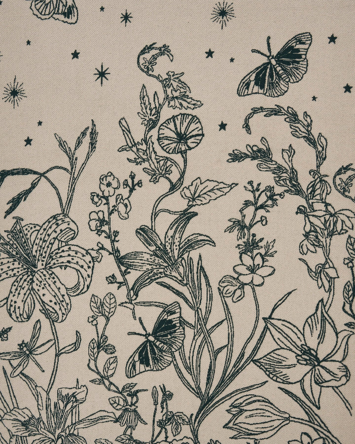 Midnight Garden Long Jacquard Scarf in Green