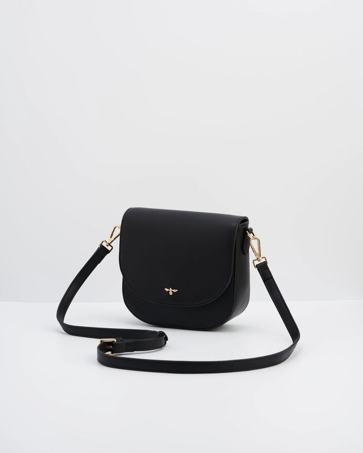 Black Saddle Crossbody Bag