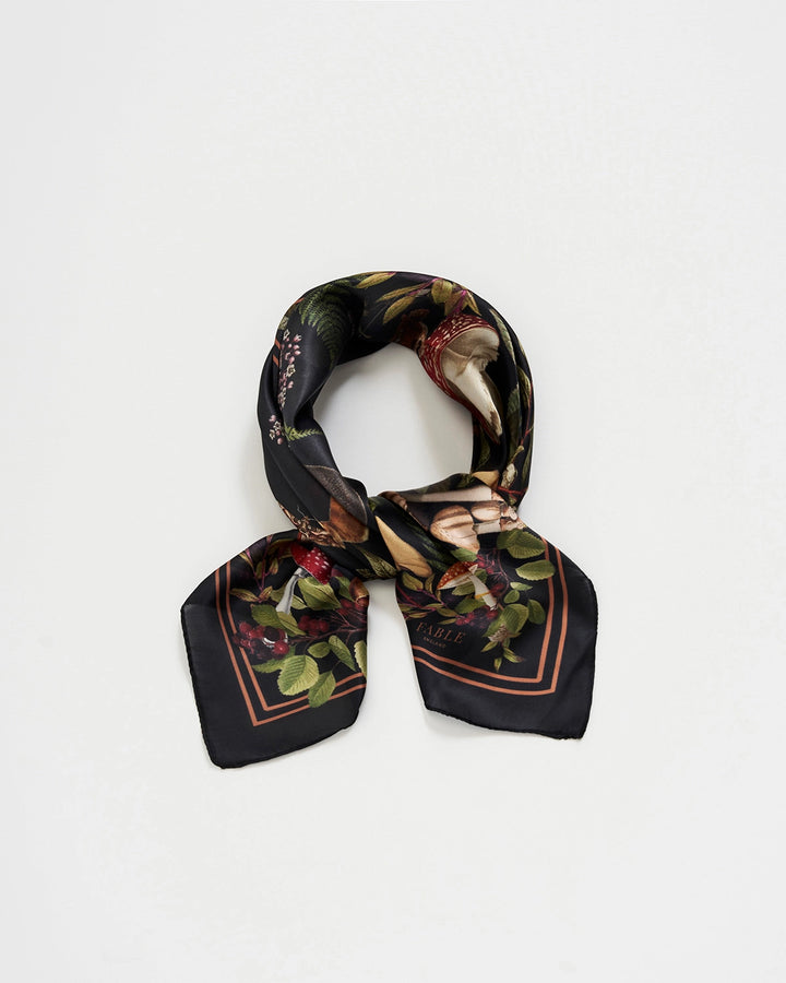 Orla Mushroom Small Square Scarf in Black