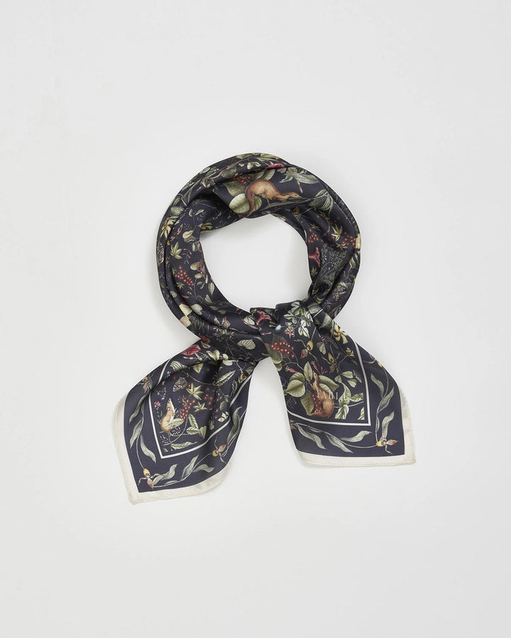 Fable Wolf Garden Navy Square Scarf