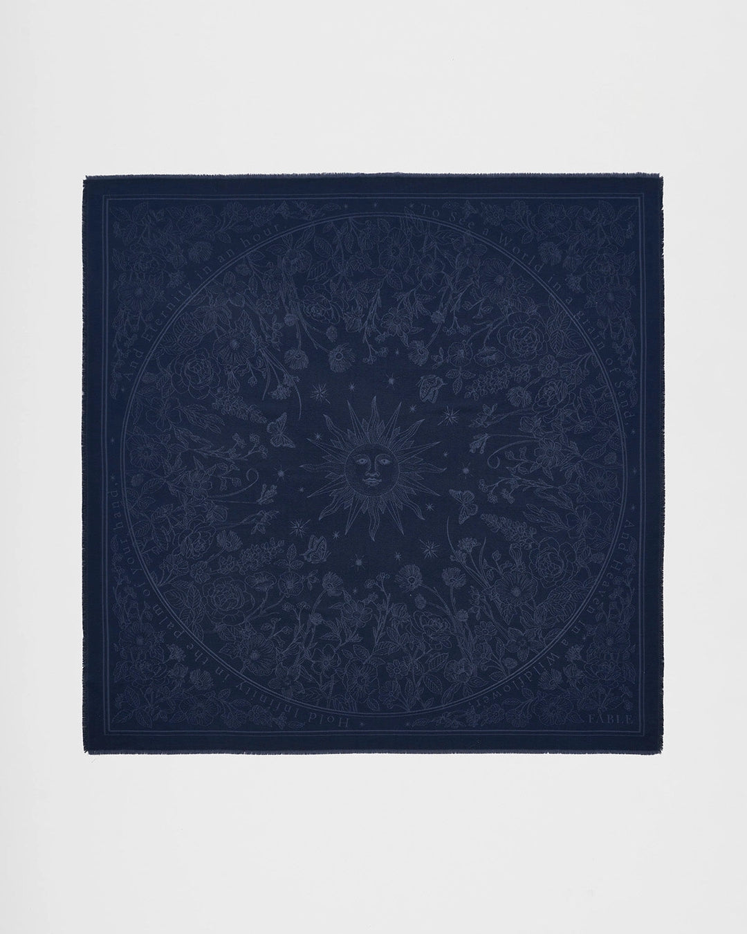 Selene Large Square Jacquard Scarf in Navy