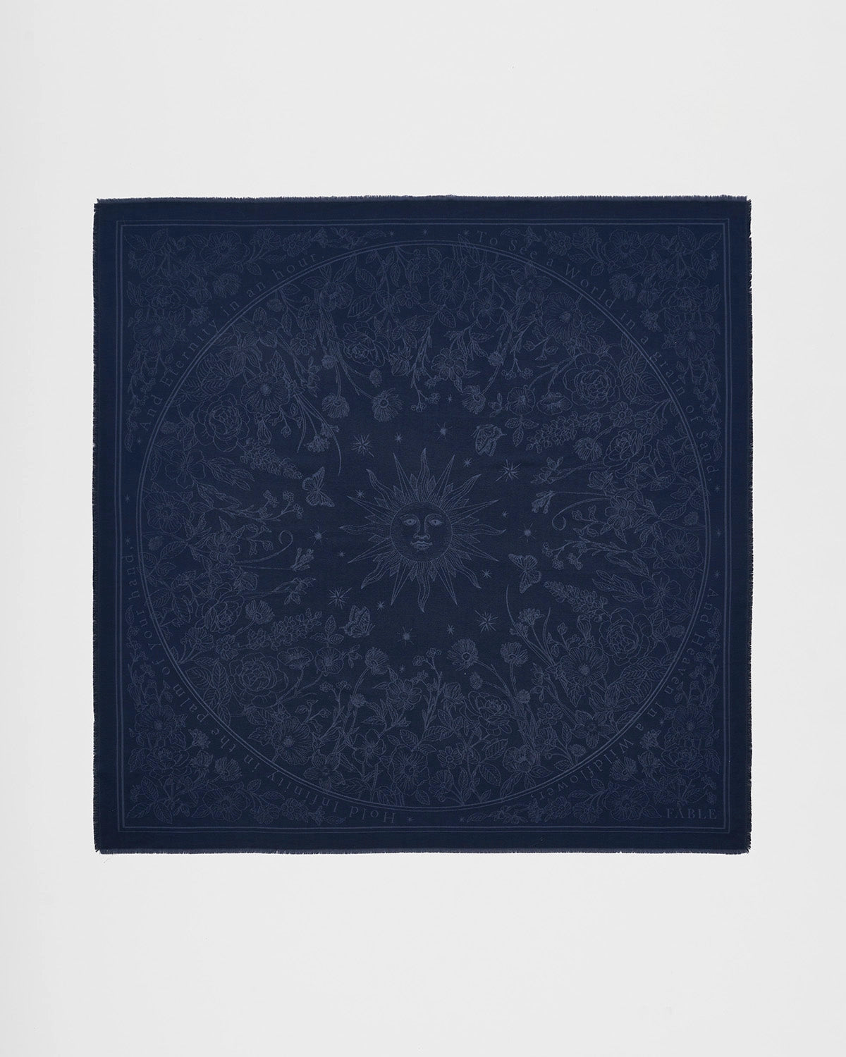 Selene Large Square Jacquard Scarf in Navy