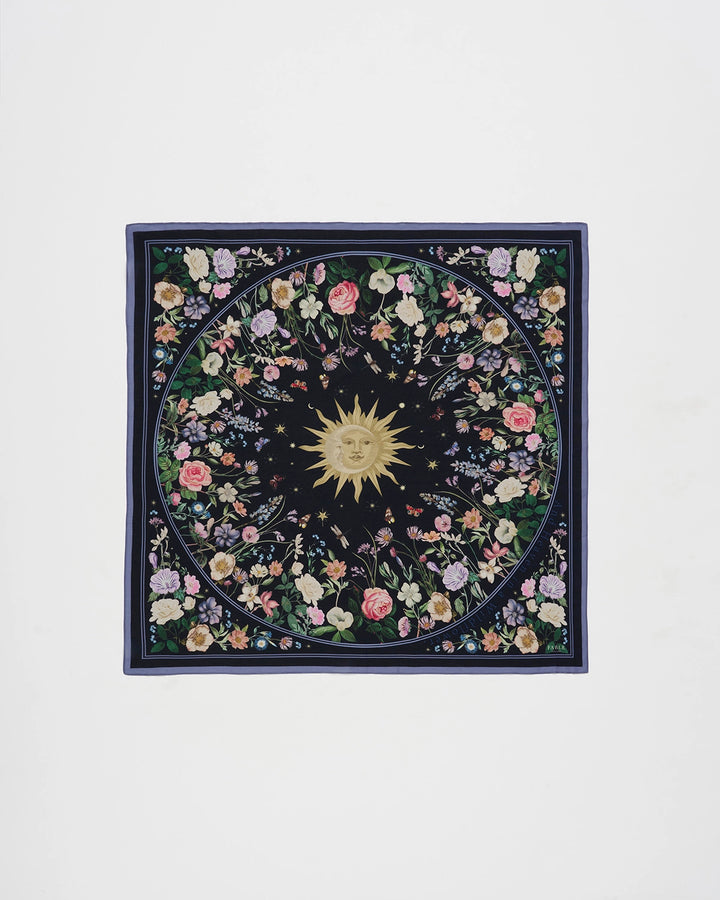 Selene Narrative Medium Square Scarf in Navy