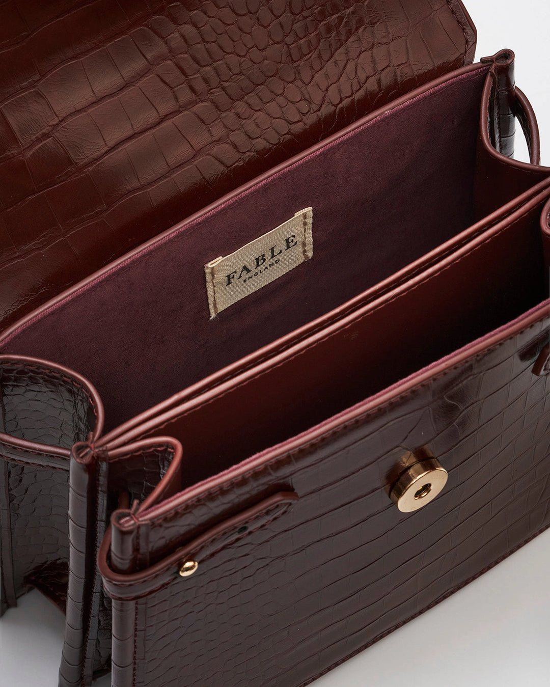 Eliza Small Top Handle Tote in Burgundy Croc