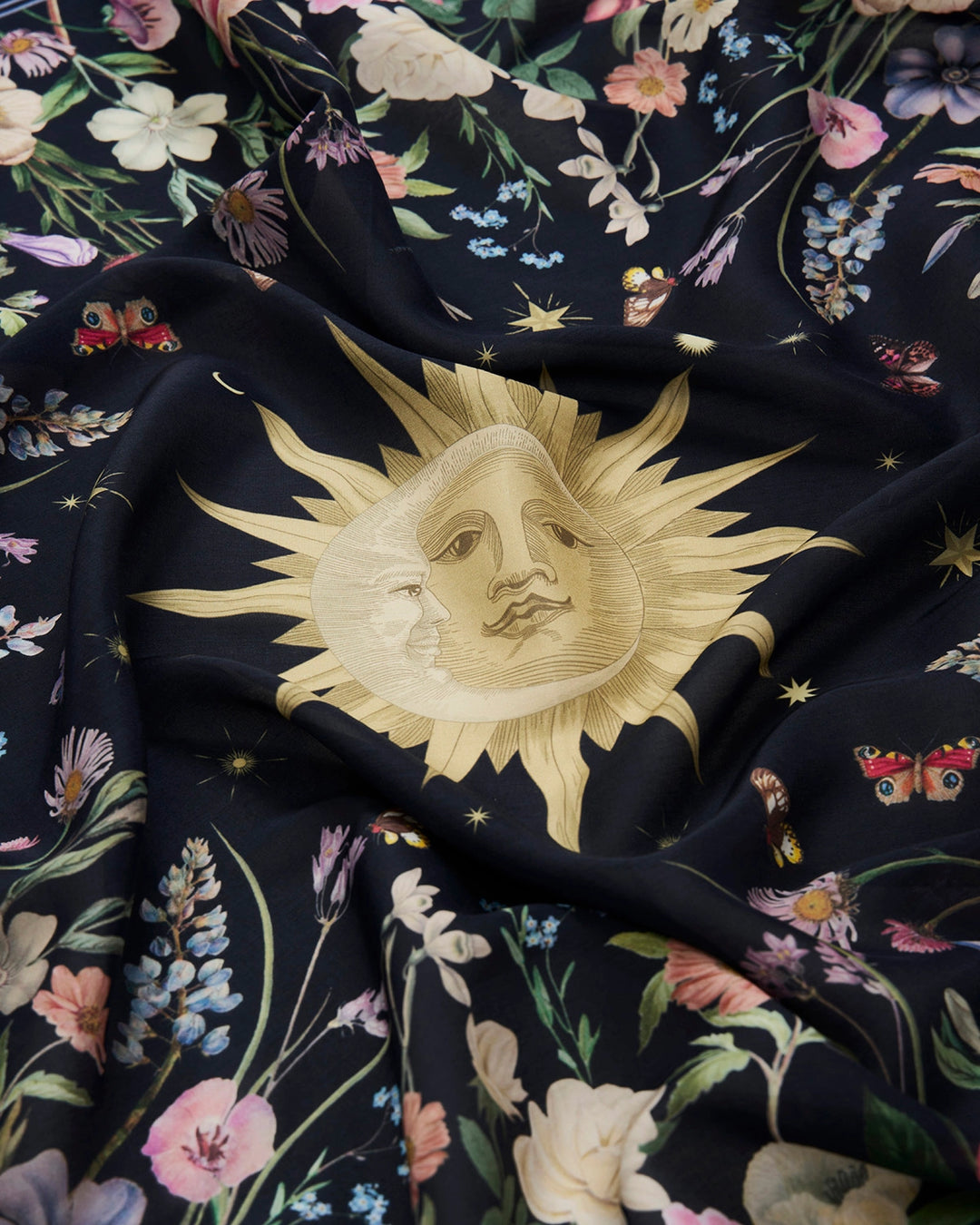 Selene Narrative Medium Square Scarf in Navy