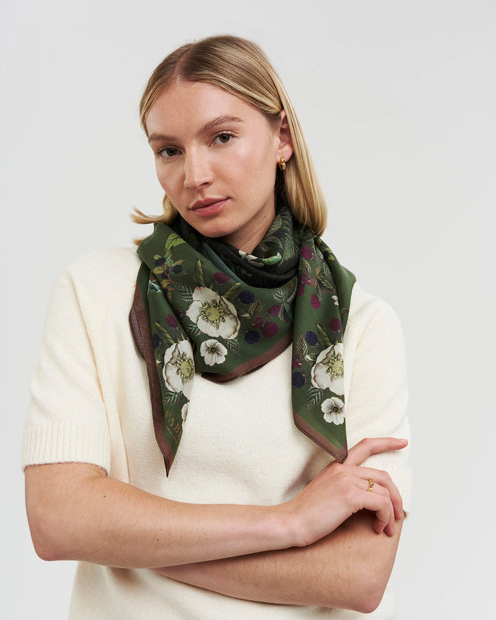 Orla Narrative Medium Square Scarf in Khaki