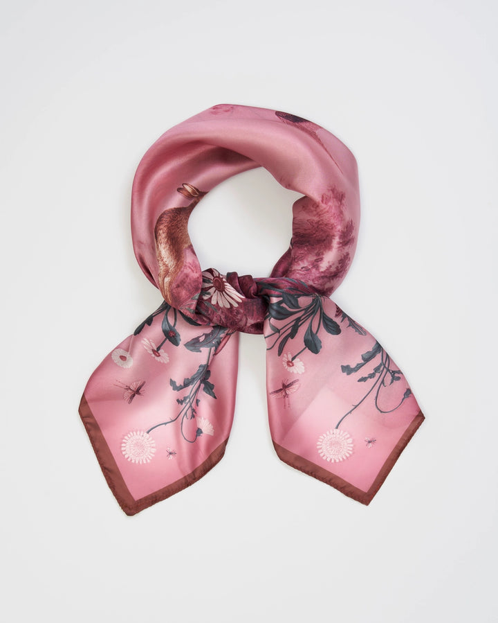 Fable Running Bunny Narrative Burgundy Square Scarf