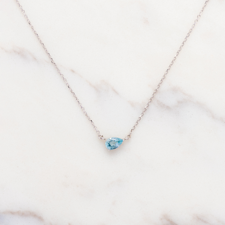 Pear Cut Blue Topaz Necklace