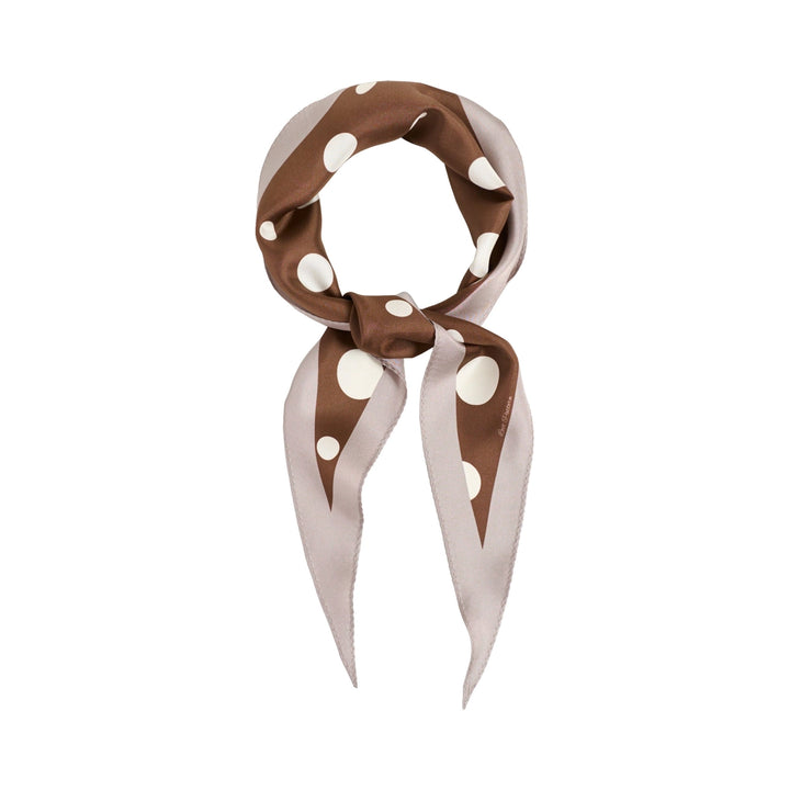 Retro Polka Silk Diamond Neckerchief - Coffee