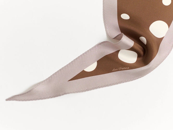 Retro Polka Silk Diamond Neckerchief - Coffee