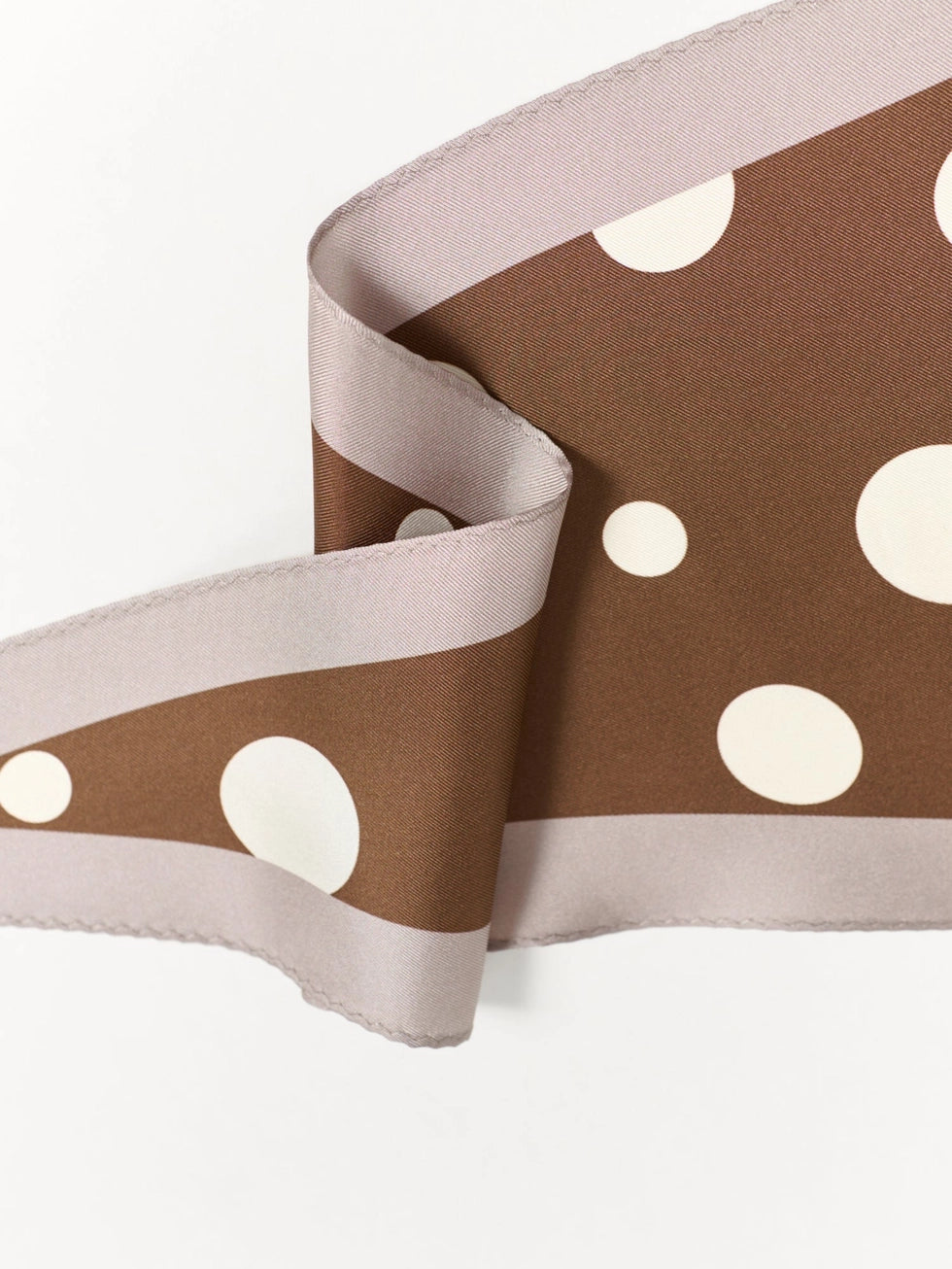 Retro Polka Silk Diamond Neckerchief - Coffee