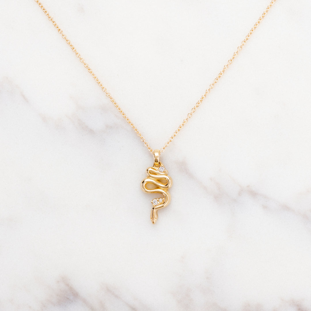 Diamond Accented Snake Necklace