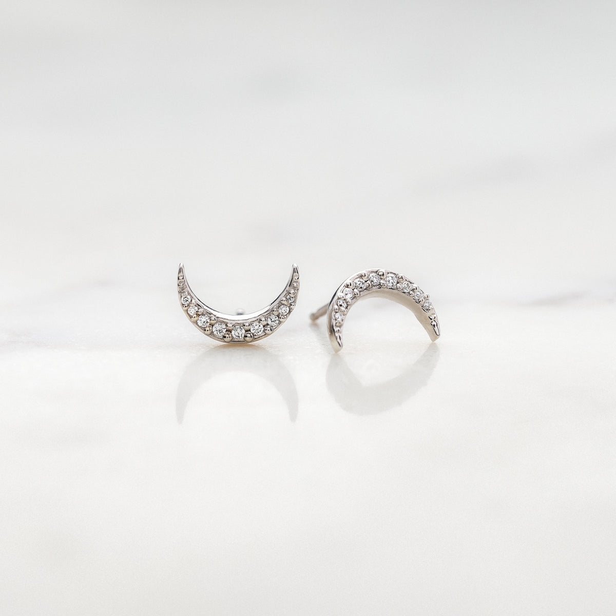 Diamond Crescent Moon Studs