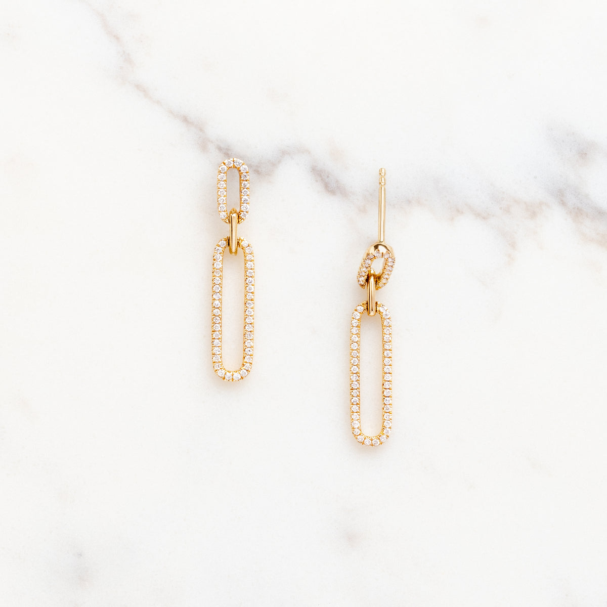 Diamond Paperclip Earrings