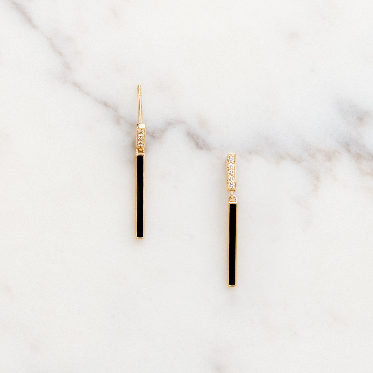 Diamond and Enamel Drop Earrings