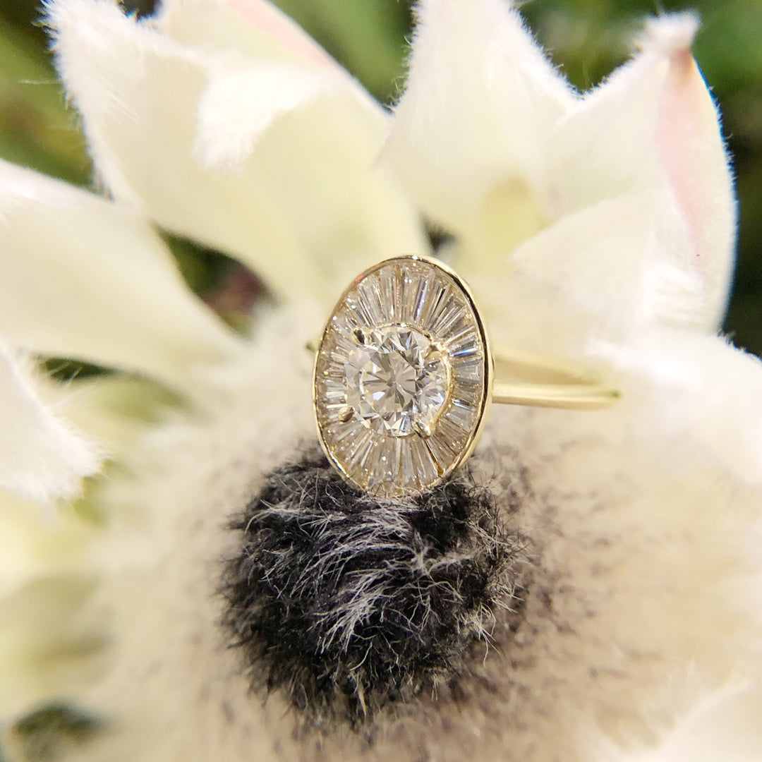 Oval Baguette Halo Ring