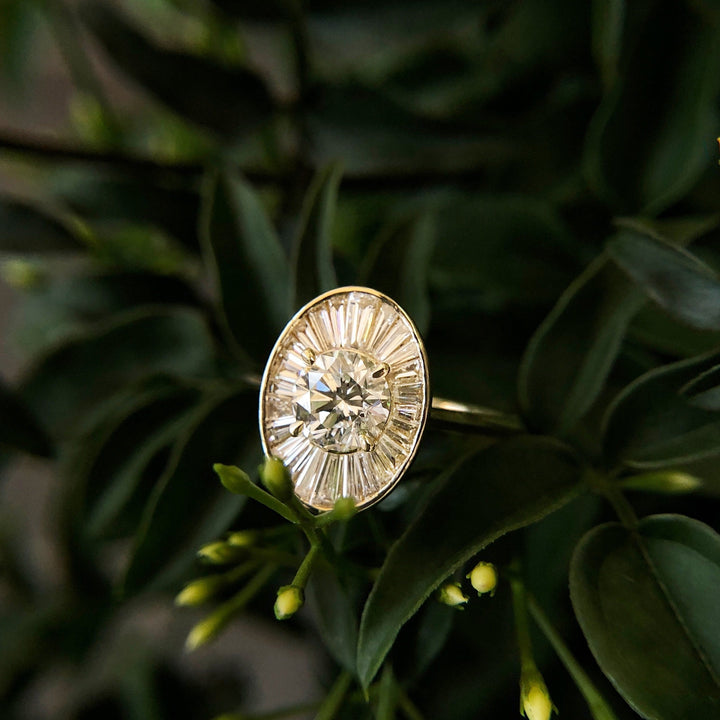 Oval Baguette Halo Ring