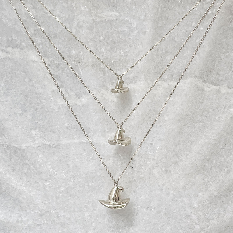 Silver or Brass Witch Hat Charm or Necklace