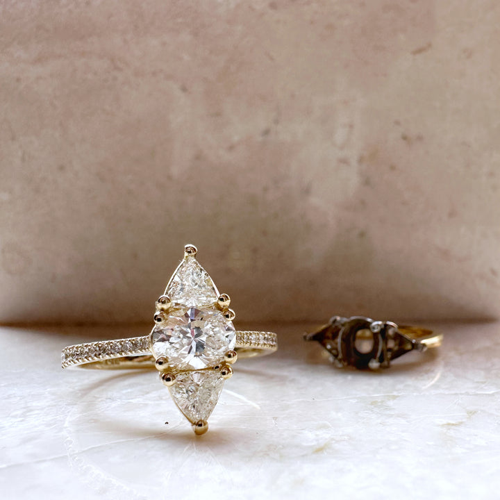 A Marquise Solitaire Look from a Three Stone Heirloom