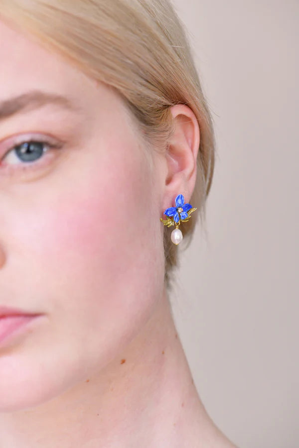 Thousand Pansies Pearl Earrings